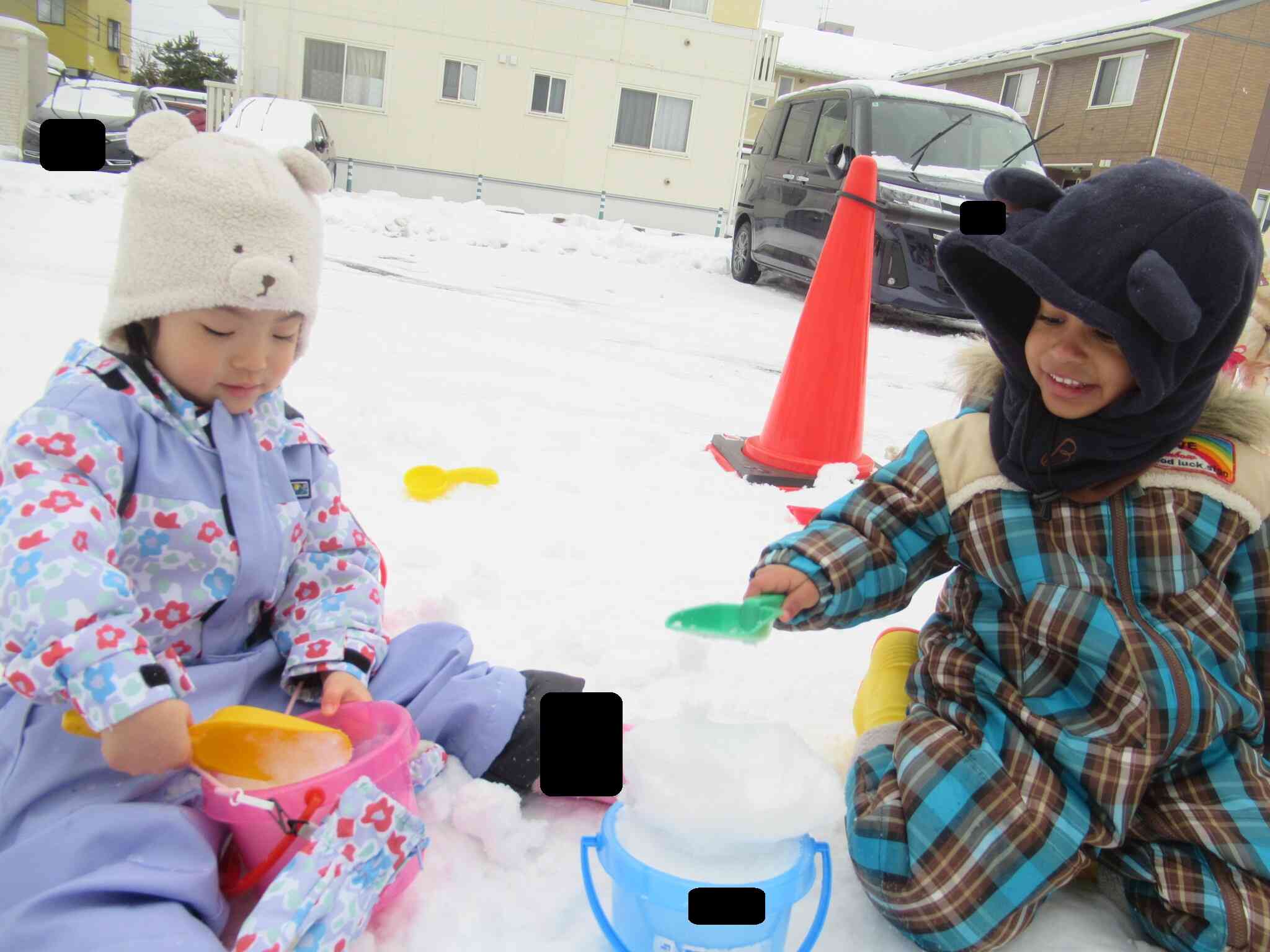 バケツに雪を集めて･･･