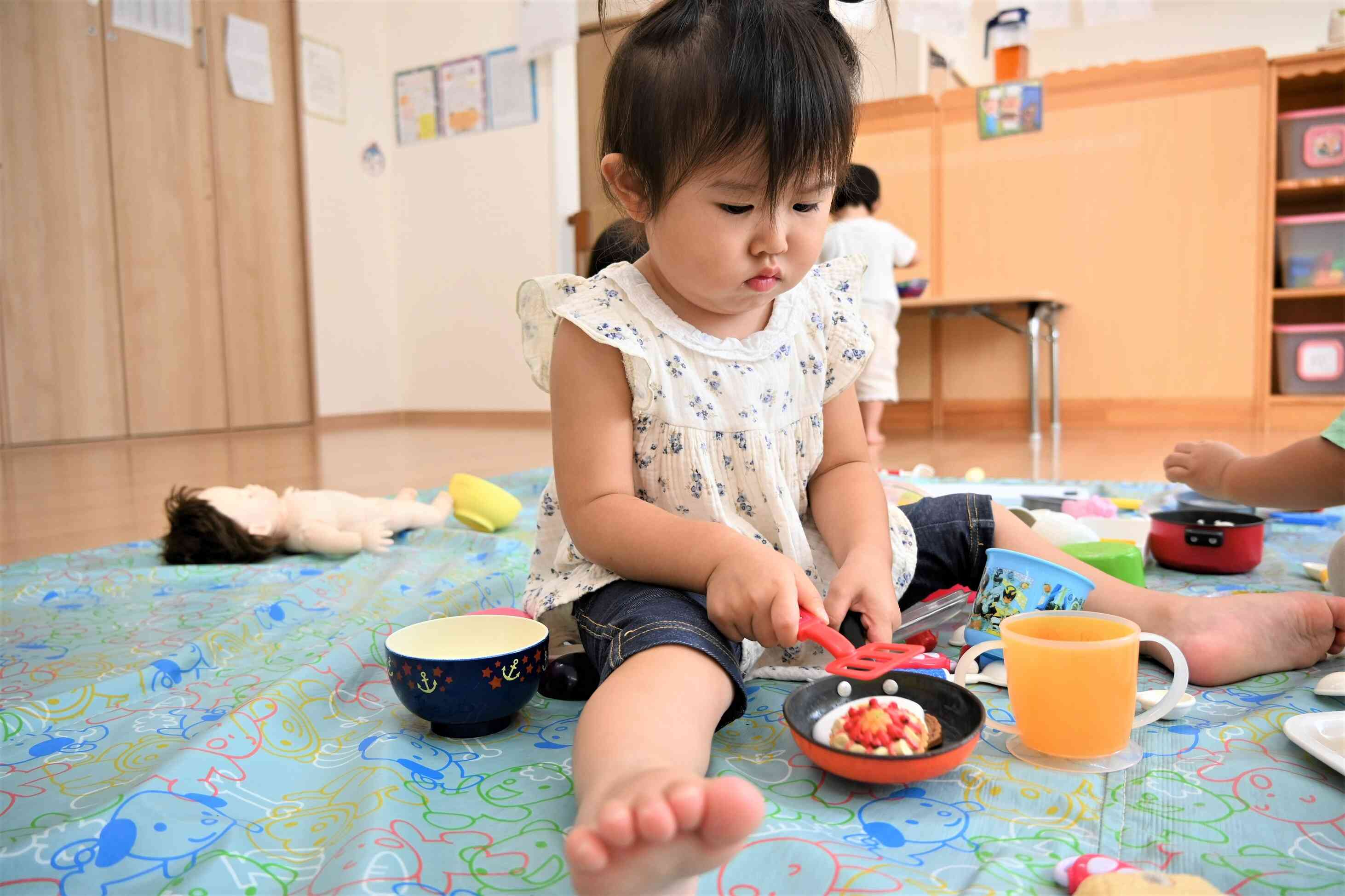 おままごとコーナー☆じゅうじゅうお料理中です♪