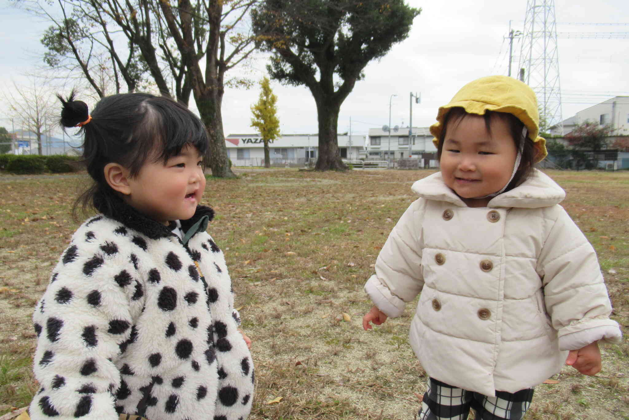 避難訓練と公園へ。