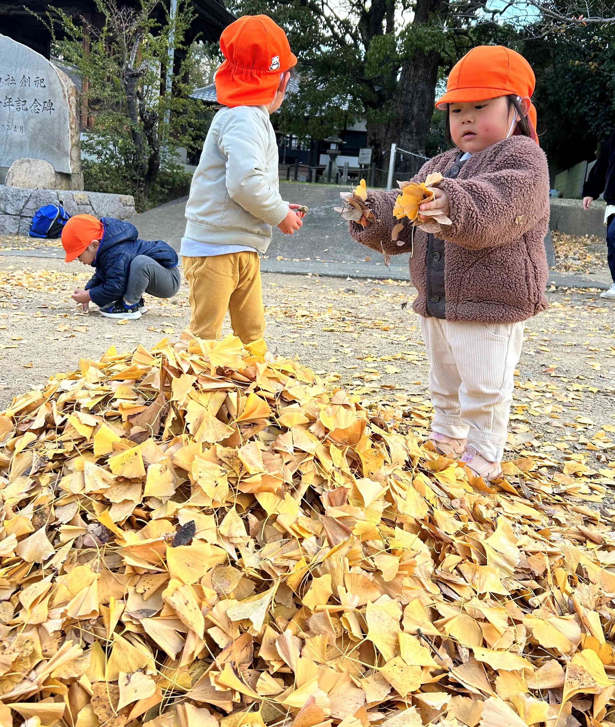 落ち葉の山が完成！