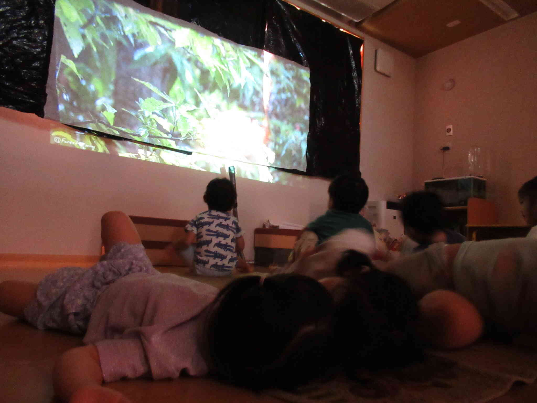 お部屋の中で雨体験