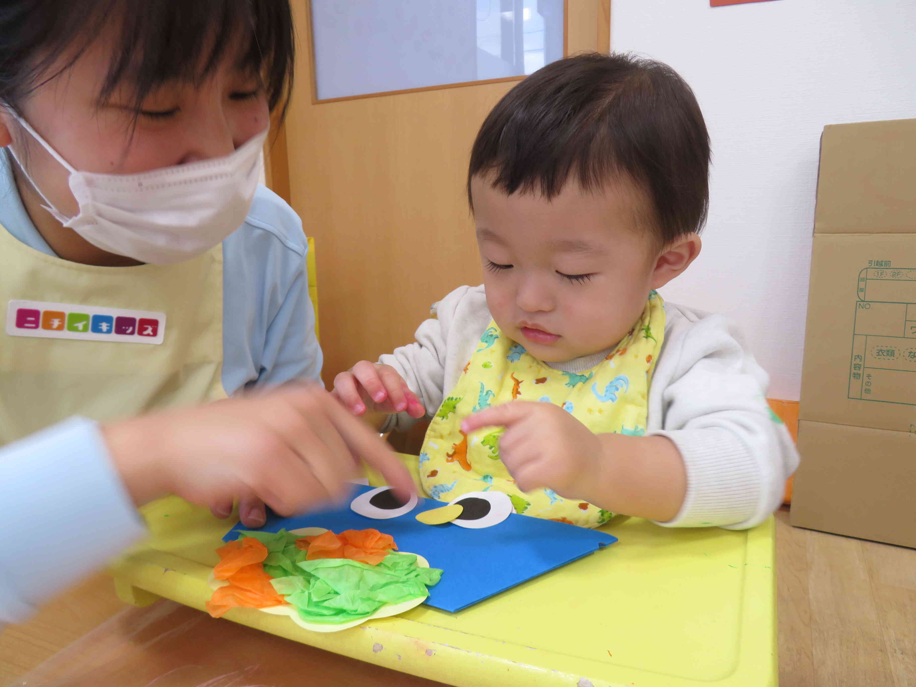 鬼の帽子作りでの様子♪