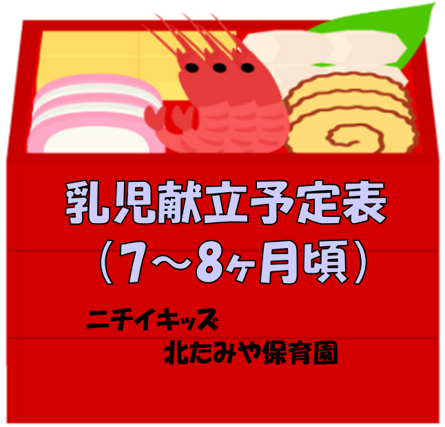 2025年1月　乳児食献立予定表（7～8ヶ月頃）