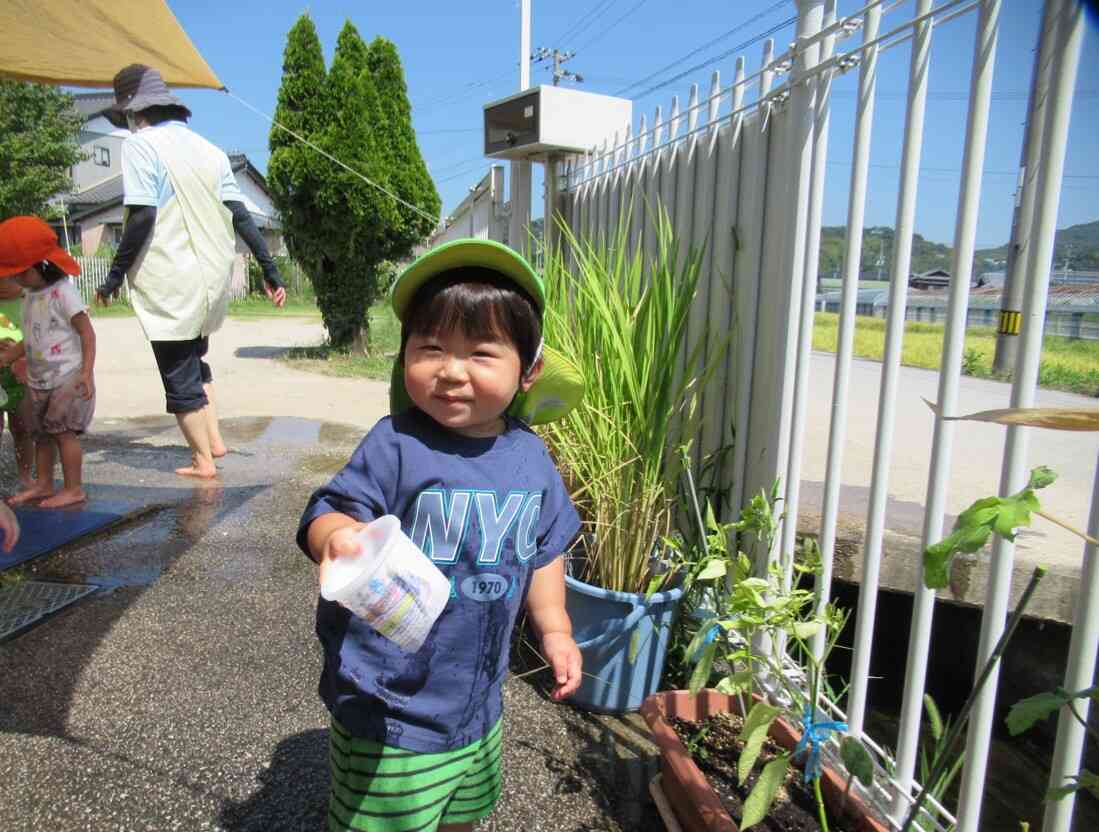 「大きくなあれ」と言いながら、野菜の水やりも欠かさずしてくれました。