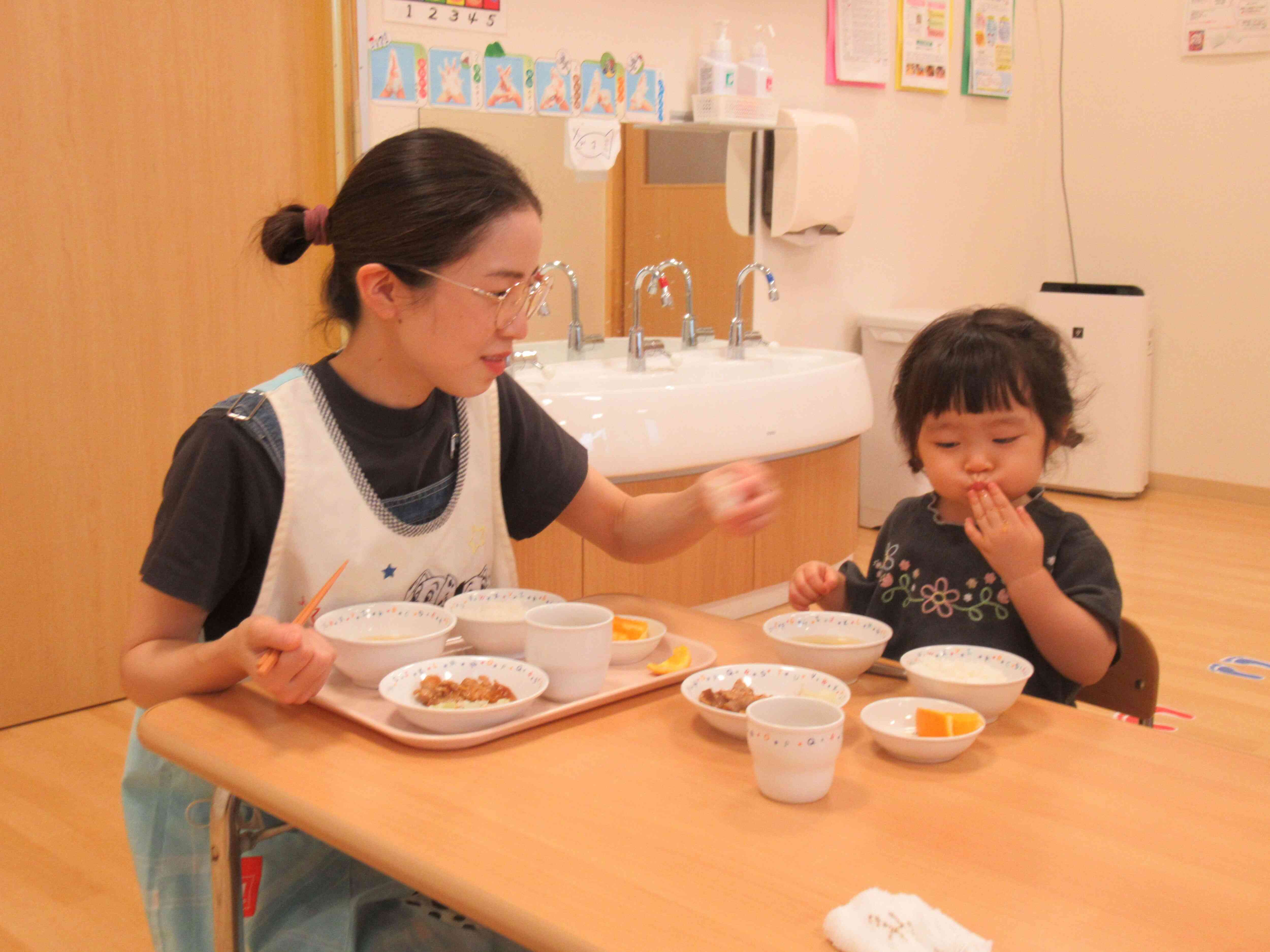 お給食も一緒に食べたよ☆