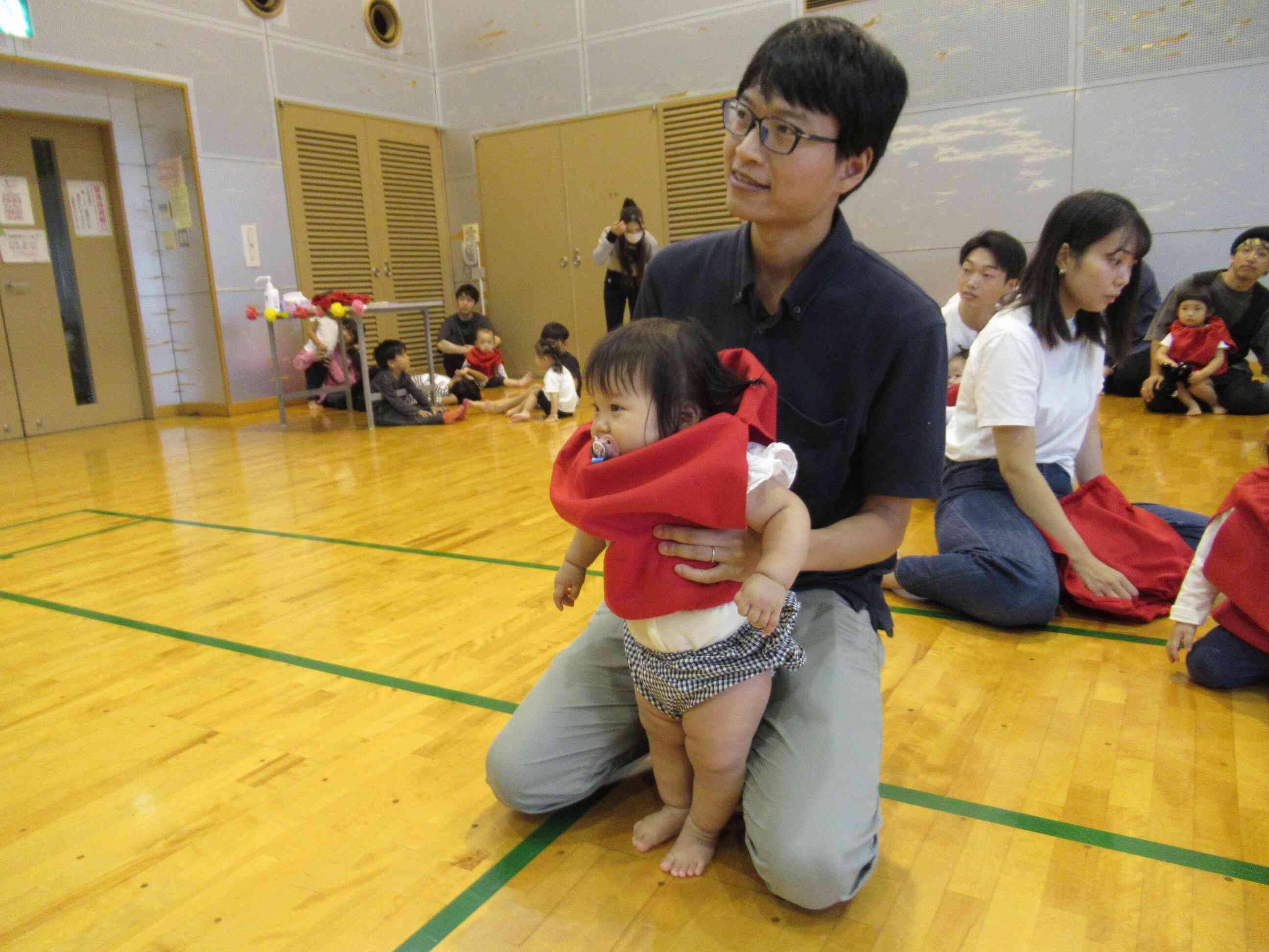 一番小さい園児さんも、準備万端です。