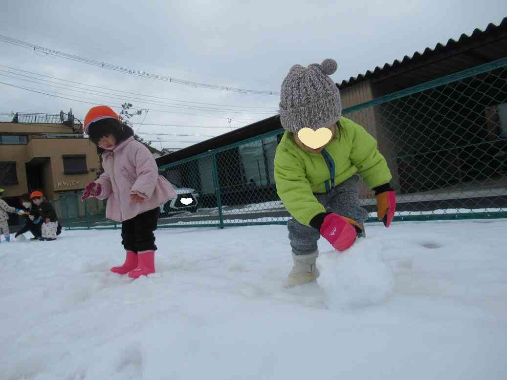 コロコロと転がして、雪だるまを作るお友だちもいましたよ！！