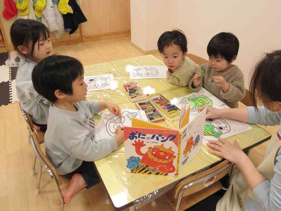 鬼のぬりえ♪　～２歳児～