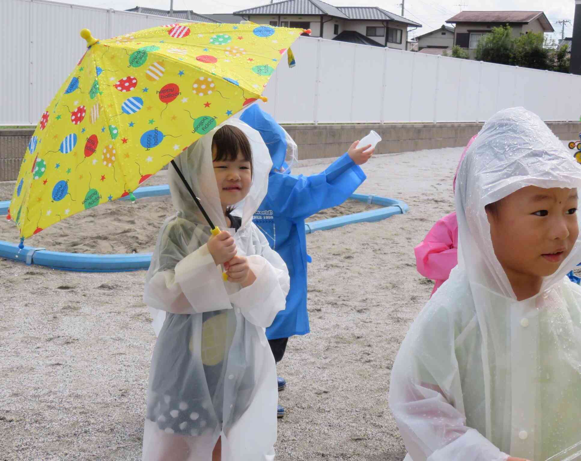 傘に当たると「ぼたぼた」って聞こえたよ！