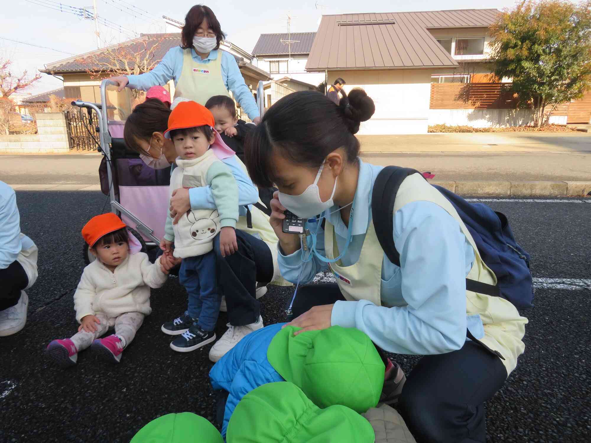 園へ連絡する模擬訓練も行いました。