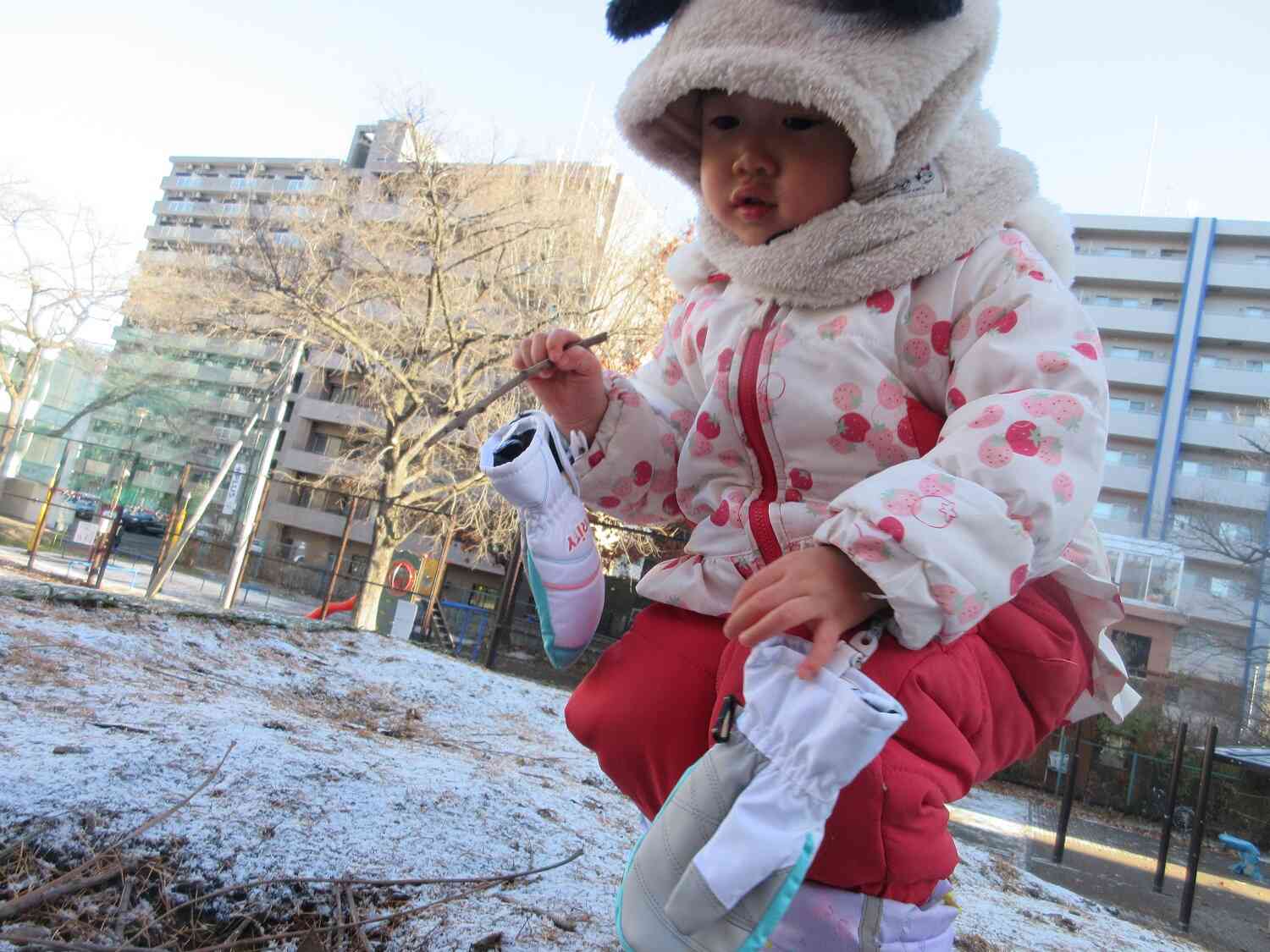 少しだけ雪をさわりに行きました！