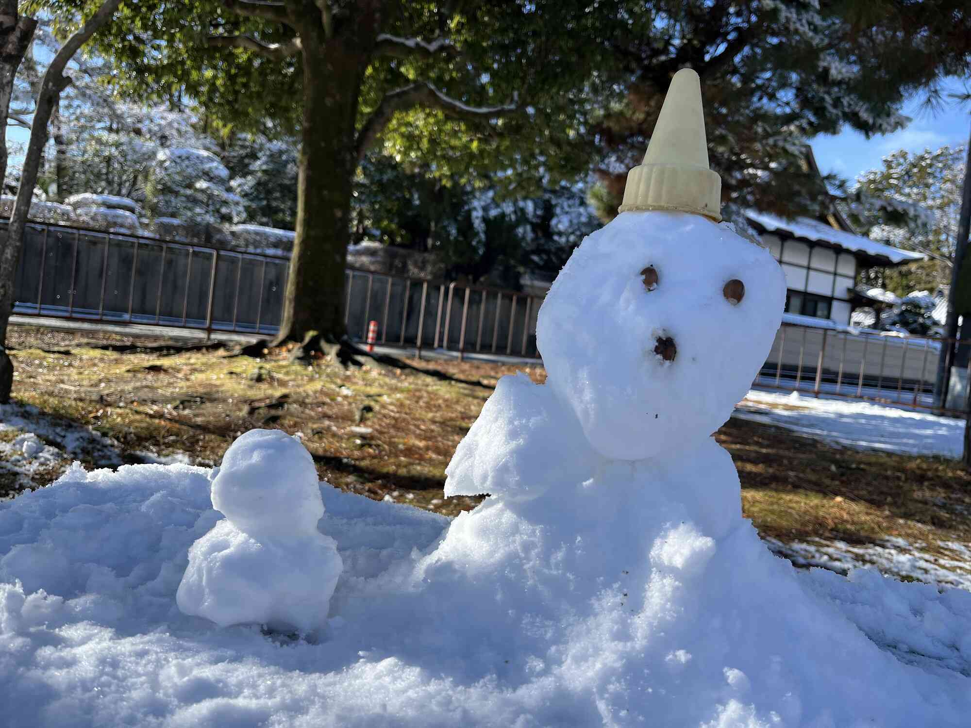 みんなで作った可愛い雪だるま。