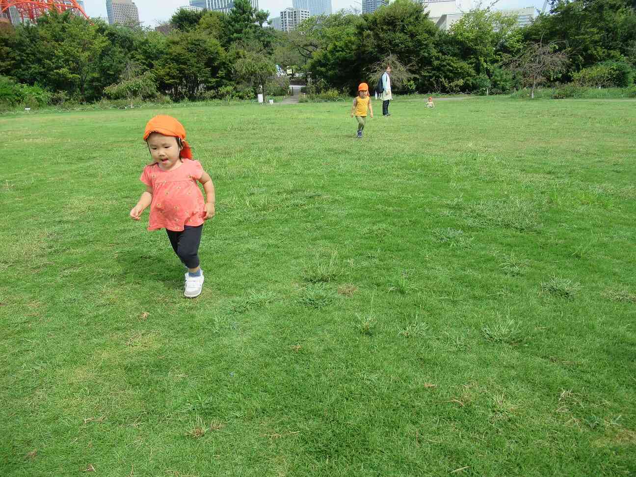 芝生の上もたくさん走ります！