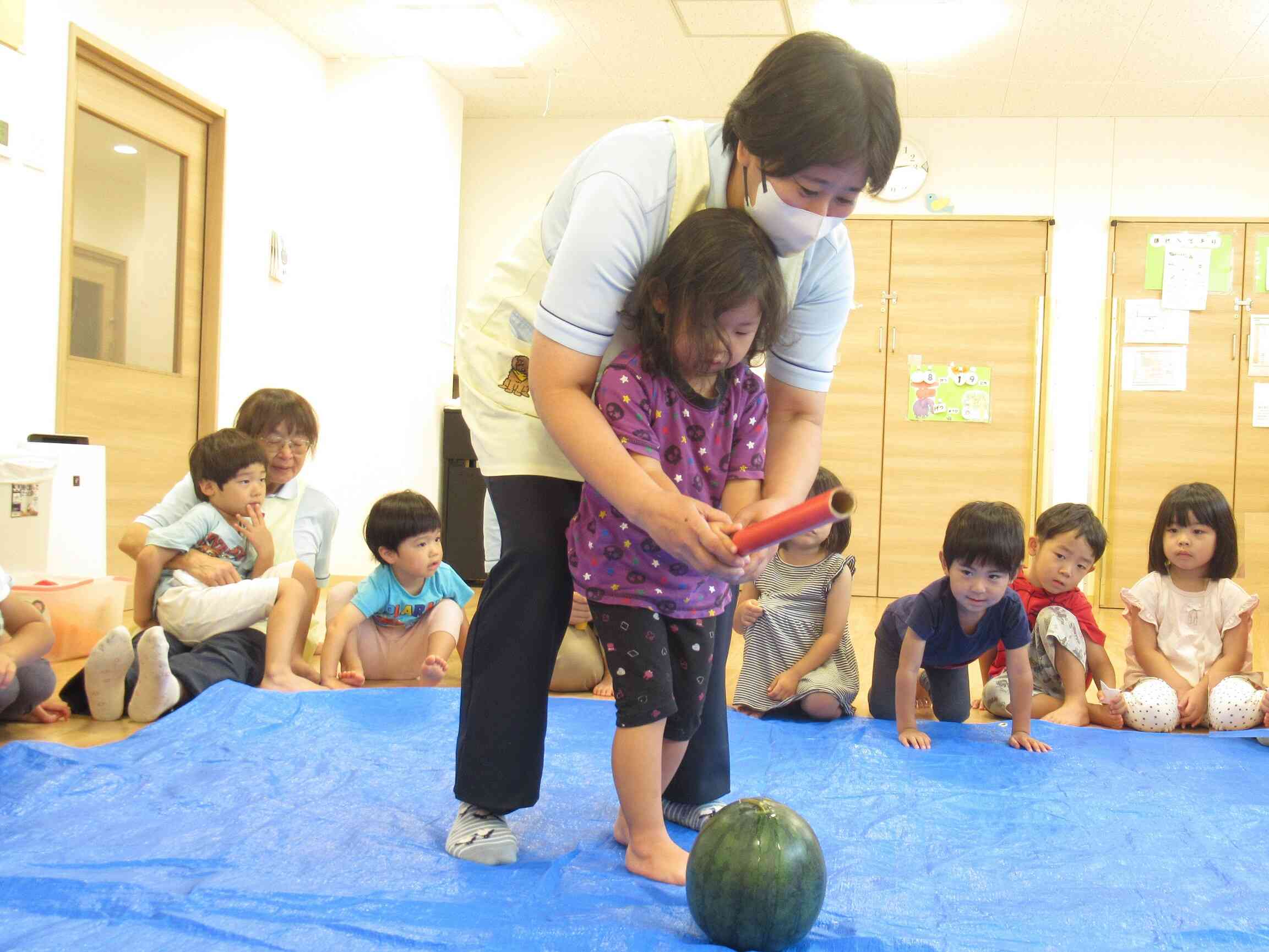 先生と一緒に狙いを定めて・・・。