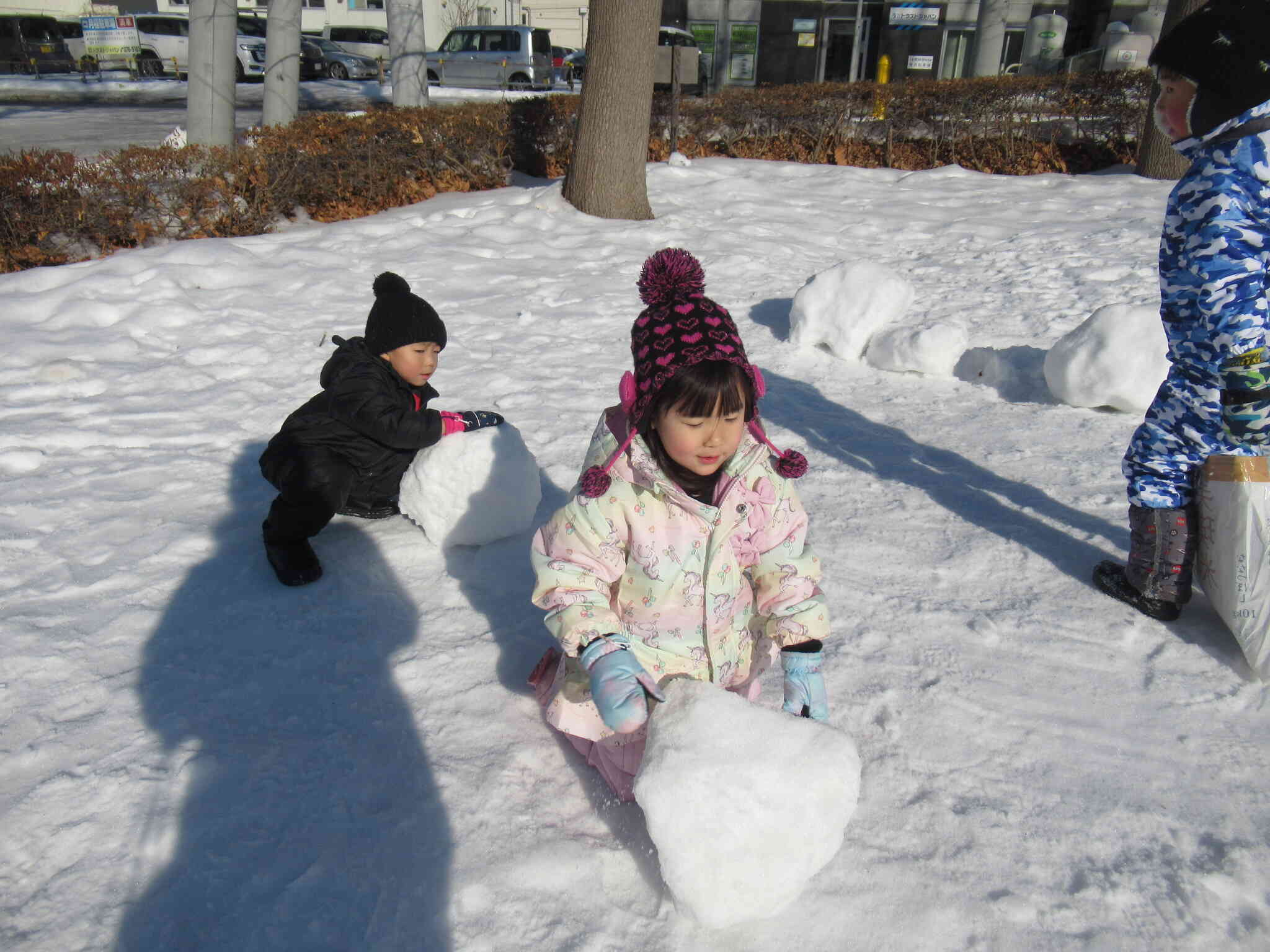 大きな大きな雪だるまできるかな？