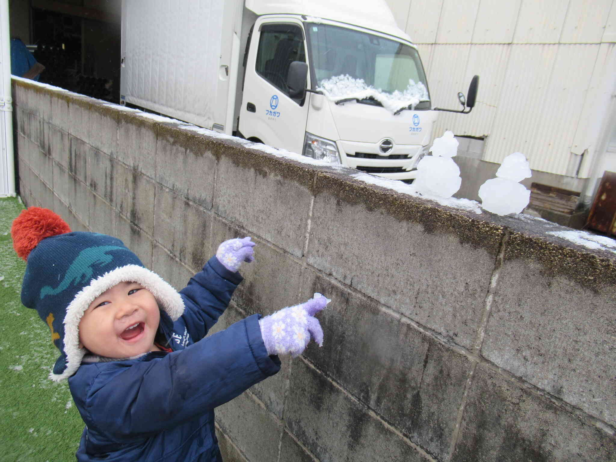 じゃーん！雪だるまができたよ(*'▽')