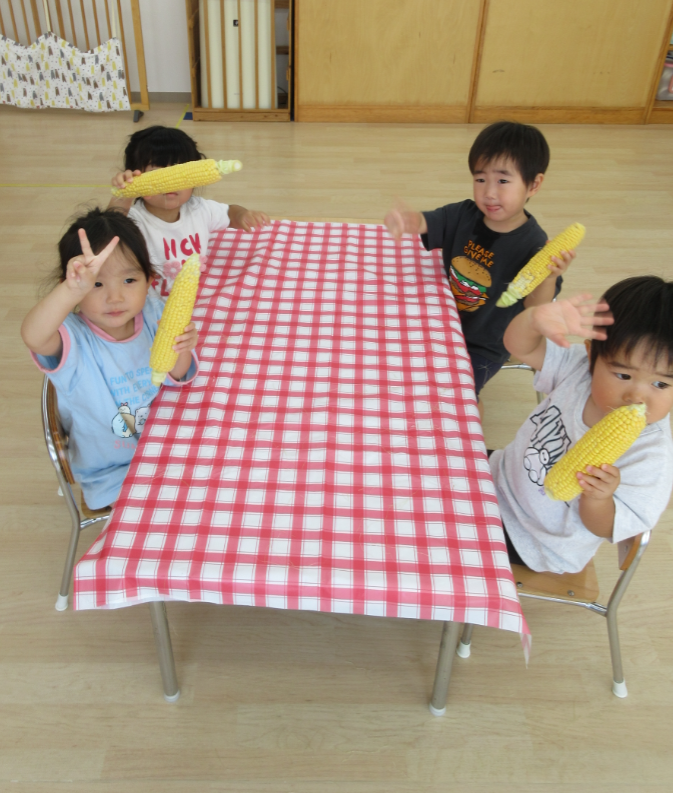 とうもろこしさんとハイチーズ！