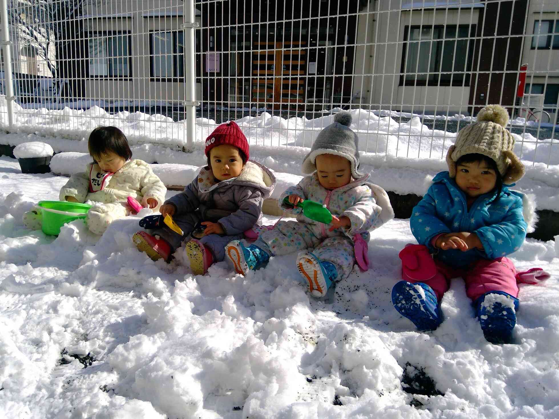 雪遊び満喫中・・・（0歳児・ひよこ組）