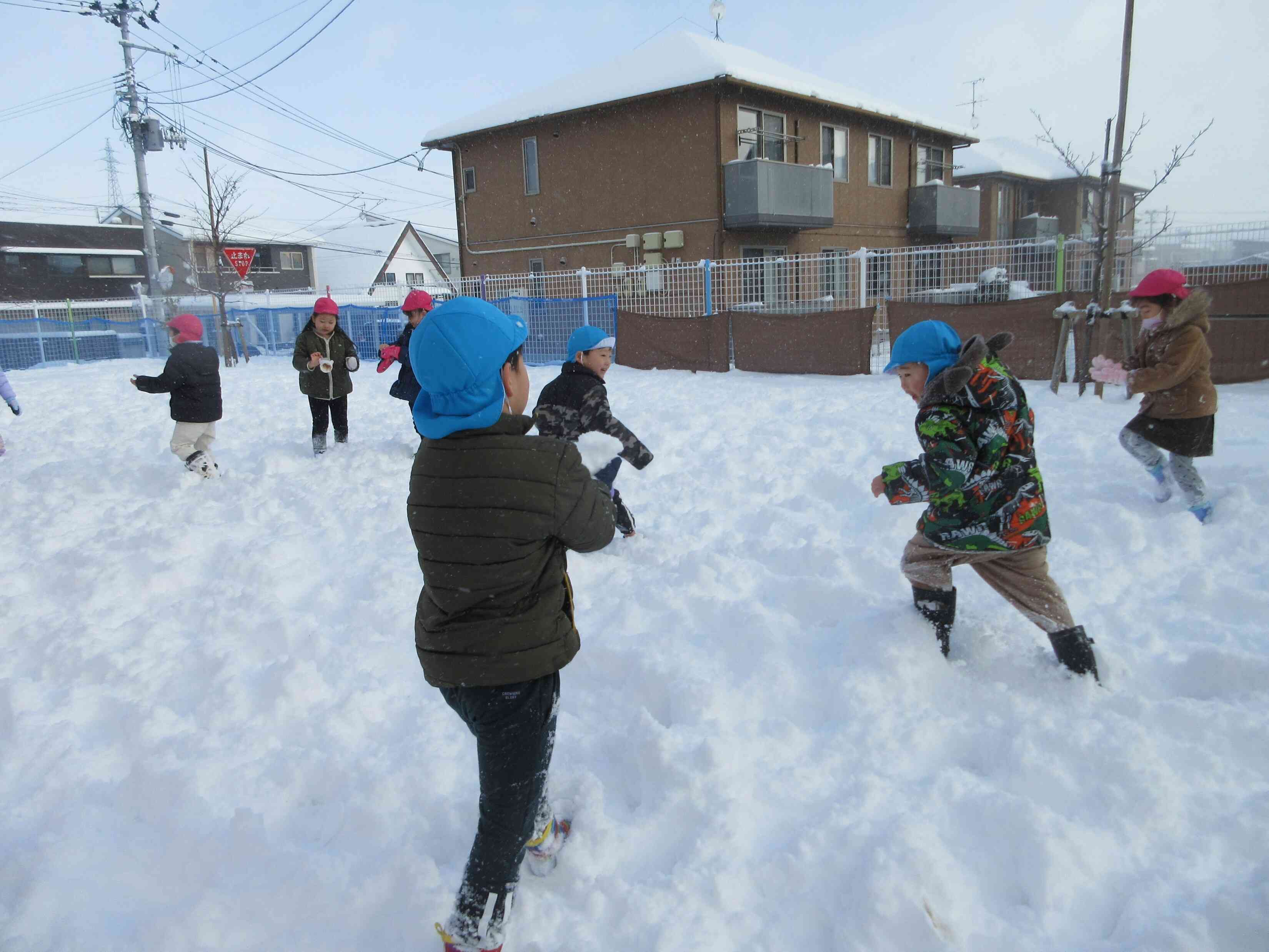 みんなで雪合戦！