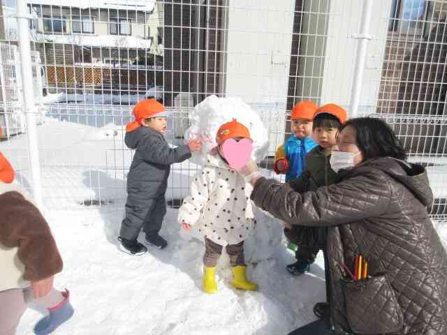 2度目の雪だるま　完成！　やったね！