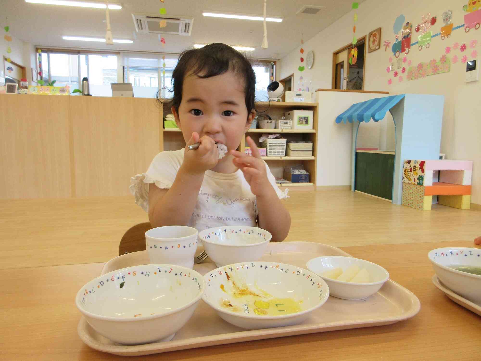 この日の給食は、完食できました