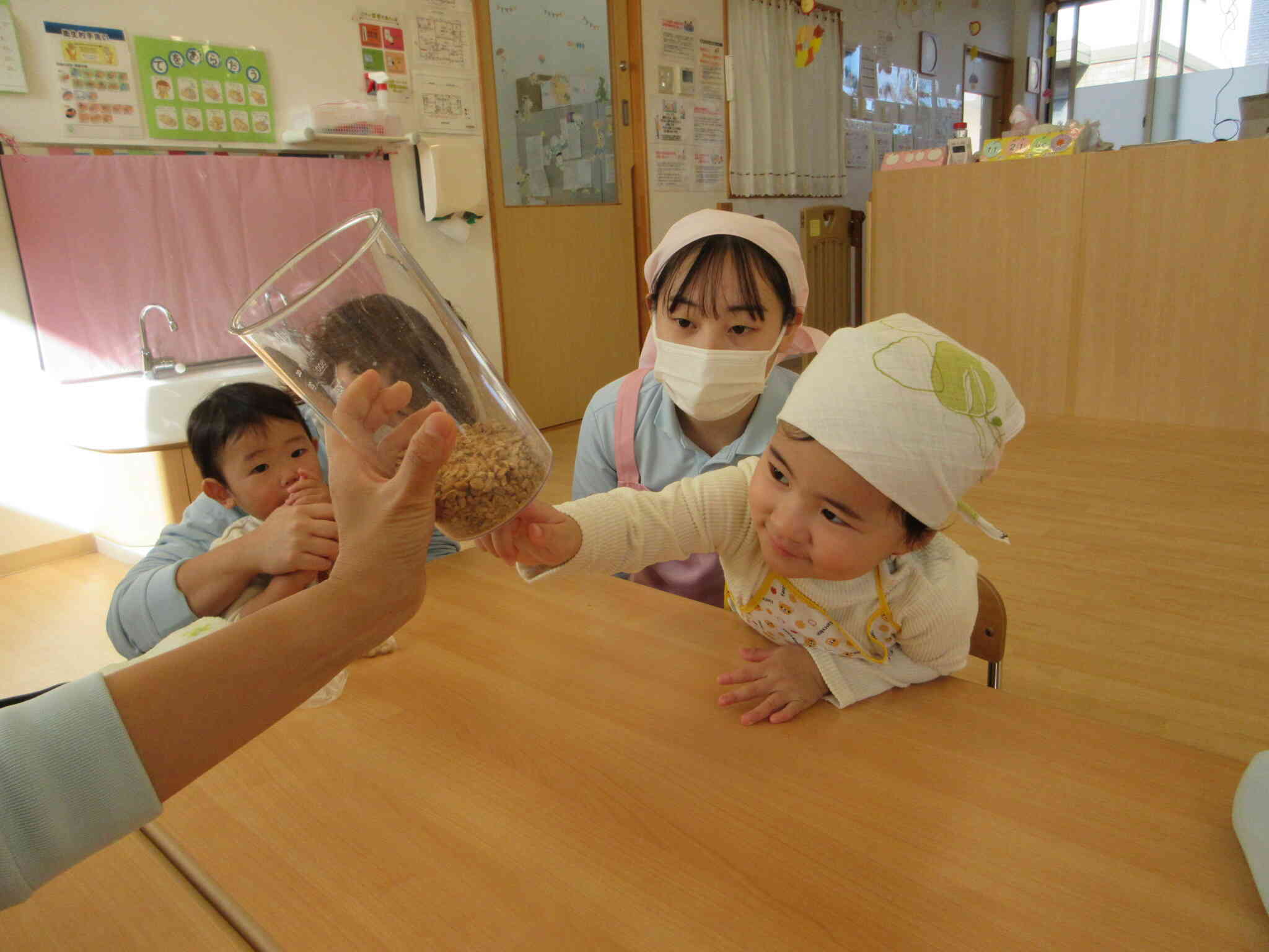 大豆が細かくなってきたね！