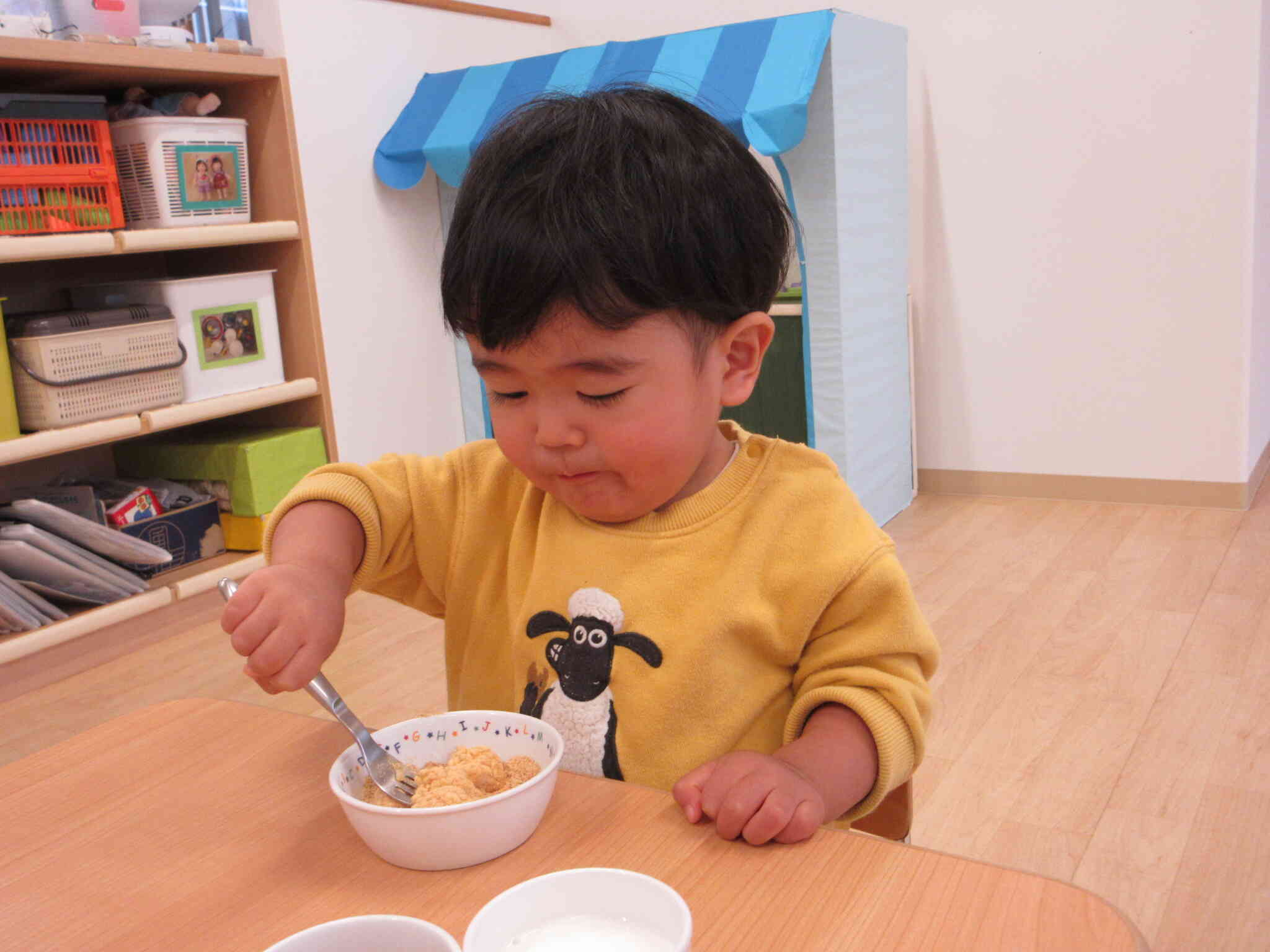 市販のきな粉より風味がよくおかわりをする子ども達が多かったです