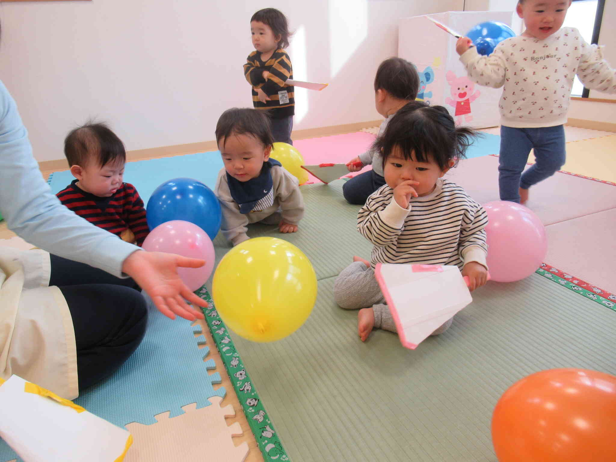 風船追いかけて、疲れちゃった。